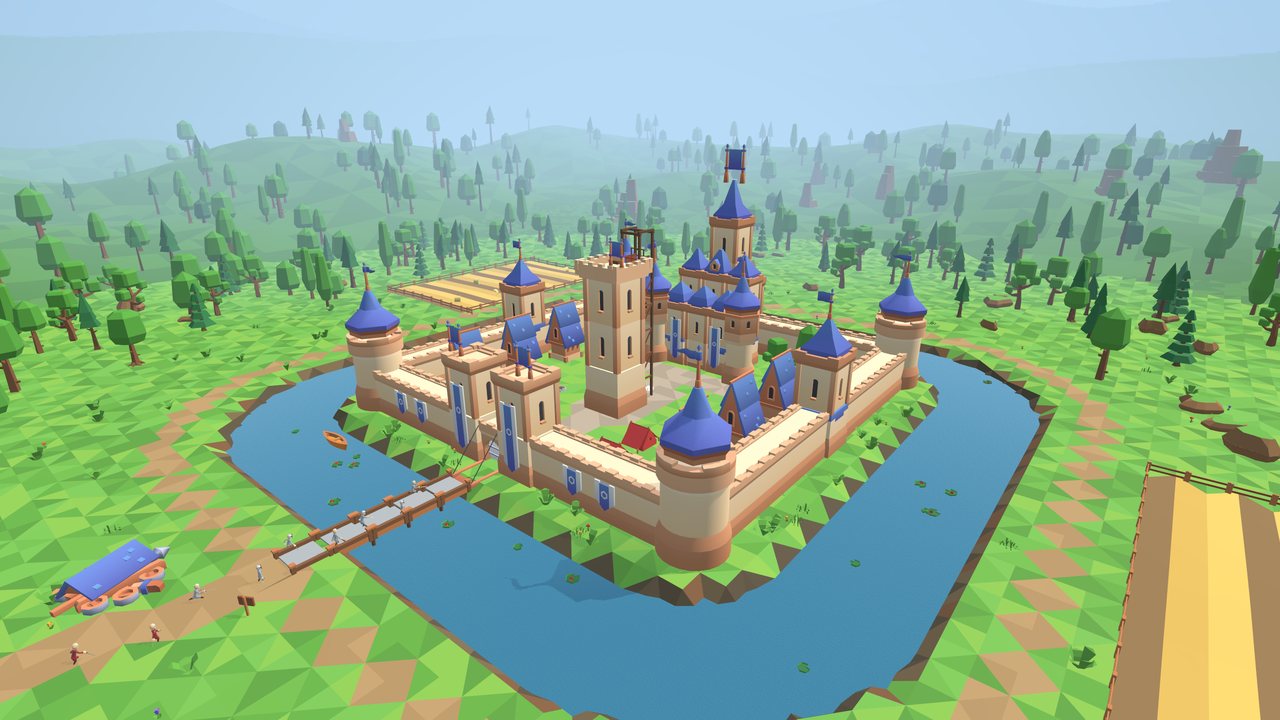 The castle and its moat from above